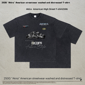 Camiseta Negra Lavada Estilo Futuro <span class=keywords><strong>Akira</strong></span> para Hombre, Oversize, 100% Algodón, Streetwear Retro, Gráfico de Anime Desgastado, Anti-Pilling - Product Image 4