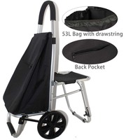 Chariot à provisions pliable léger de grande taille avec siège pliable pour la famille des personnes âgées épicerie quotidienne légumes nourriture