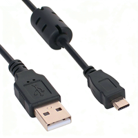 Kabel Data USB2.0 Male ke Mini Male Berpelindung dengan Jaket PVC, Konduktor Tembaga Berlapis Timah, Cincin Magnetik untuk Kamera dan Pemindai Barcode