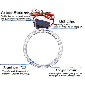 Nuevos faros LED de ojo de demonio de 5W para coches, motocicletas, luz de circulación diurna colorida DRL 12V, Mini lente de proyector, nuevo Kit de lámpara DIY - Product Image 5