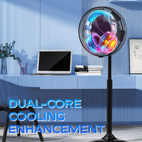 Ventilador Eléctrico con Video y Audio Transmisibles, 6 Aspas, Flujo de Aire Potente, Cabezal Oscilante, Modelo de Pie, Moldeado por Inyección de PP