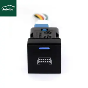 Waterproof OEM Design ABS Square Custom Pattern Car Blue LED SPST ON-OFF Push Button Switch