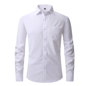 Chemises décontractées pour hommes printemps-automne en stock, tenue de bureau, chemise habillée formelle extensible à simple boutonnage pour hommes, multicolore - Product Image 2
