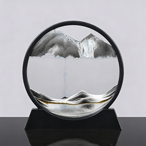 Custom Logo 3D Moving Sand Art Picture Round Glass <b>Deep</b> Sea Quicksand Craft Gift Liquid Hourglass Flowing Sand Painting - Product Image 4