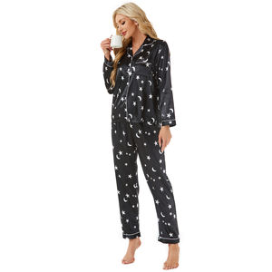 Ensemble de pyjama élégant pour femme en satin imprimé, <span class=keywords><strong>haut</strong></span> à manches longues ouvert sur le devant, pantalon long à taille élastique, doux, respirant, motif léopard romantique - Product Image 5