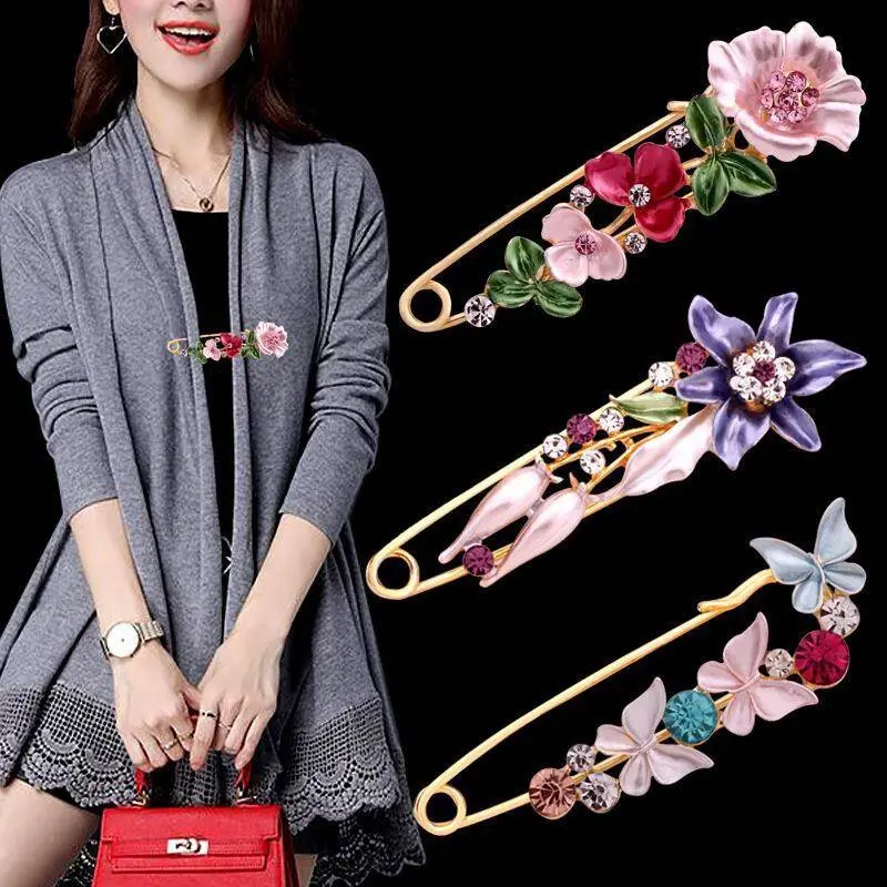 Bufanda de flores con diamantes de imitación de cristal para mujer, 11 estilos, broche de flores, suéter, abrigo, venta al por mayor