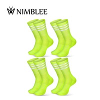 Chaussettes de sport aérodynamiques personnalisées en gros avec logo, antidérapantes, en silicone, réfléchissantes, à compression, pour hommes, chaussettes de cyclisme