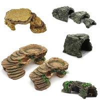 Boîte de cachette pour reptiles en résine, tronc d'arbre, grotte cachette, habitat pour tortues, plateforme de basking, grotte de retraite pour petits animaux, serpents et reptiles