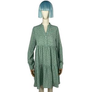 มินัสคูลสีเขียวสำหรับผู้หญิงชุดเดรสแขนยาวคอวีพิมพ์ลายดอกไม้สำหรับฤดูใบไม้ผลิ - Product Image 2