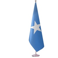 Ensemble de drapeaux de présentation de la Somalie pour intérieur, sur pied, 8,53 pieds, avec base et mât argentés, pour affichage en bureau, hall ou salle de conférence