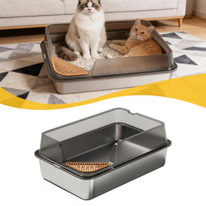 Factory Wholesale Extra Large <b>Litter</b> Box for Big <b>Cats</b> Anti-Urine Leakage Easy Cleaning Stainless Steel <b>Cat</b> Toilet with Lid - Product Image 4