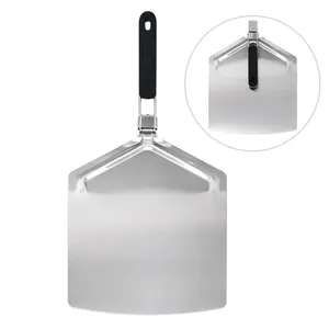 Stainless Steel Pizza Cutter Server Aluminum Metal Pizza Turning Peel Set with Folding Plastic handle Accessories