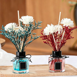 Diffuseur de parfum élégant en <span class=keywords><strong>verre</strong></span> avec fleurs séchées, 50 ml, huile essentielle naturelle, parfum longue durée pour chambre et salle de bain - Product Image 2