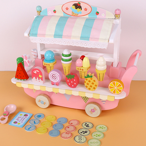 Grand camion <span class=keywords><strong>de</strong></span> bonbons et <span class=keywords><strong>de</strong></span> glaces en bois avec présentoir - Chariot <span class=keywords><strong>de</strong></span> jeu d'imitation Montessori pour enfants, filles et garçons - Product Image 4