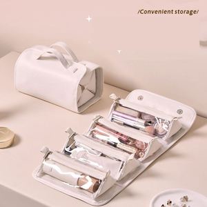 Customize 4-in-1 Roll-Up Foldable Travel Makeup <b>Bag</b> Larger Capacity <b>Hanging</b> <b>Toiletry</b> <b>Bag</b> Removable Zipper Clear Cosmetic <b>Bag</b> - Product Image 4