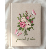 Carnet moderne en tissu imprimé floral A5/A6, couverture rigide en lin, pour l'école et le bureau