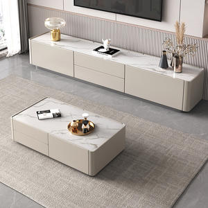 Mueble de <span class=keywords><strong>TV</strong></span> con Mesa de Centro de Estilo Italiano, Combinación de Almacenamiento, Plegable, con Ruedas, Diseño Moderno y Simple, Muebles para el Hogar, Sala de Estar - Product Image 2