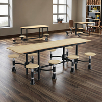 Ensemble table et chaises de salle à manger 8 places pour écoles, hôpitaux et commerces, mobilier de restaurant, structure en contreplaqué et fer, design contemporain