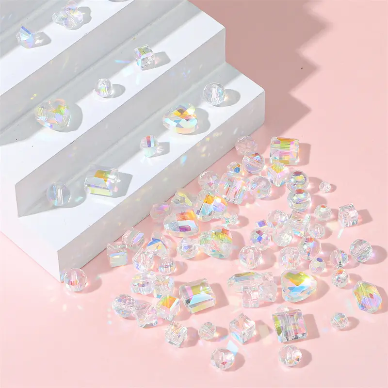 Diskon Besar Kristal AB Warna Beberapa Ukuran Manik-manik Kaca Hadiah DIY Manik-manik Kaca Kristal untuk Membuat Perhiasan Aksesoris