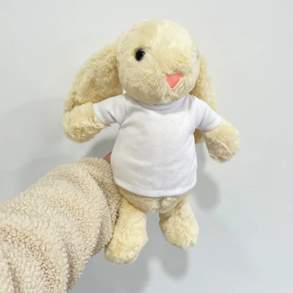Conejo de peluche supersuave de 35cm, conejo de pascua, juguete artesanal con camiseta para impresión por sublimación, almacén de EE. UU.