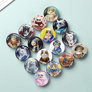 Customized 16 Pcs Creative Funny Cute Cat Decorative Refrigerator Glass Fridge <b>Magnets</b> for Kitchen Office Whiteboard - Product Image 1