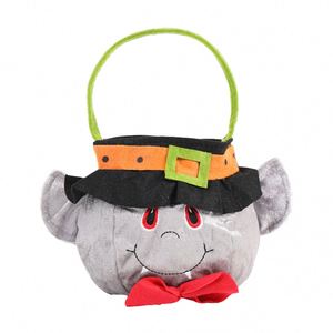 Sac de Halloween en velours motif citrouille de dessin animé pour enfants, panier à bonbons personnalisé avec logo pour la décoration de festival, idéal pour la collecte de friandises - Product Image 3