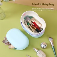 Sac de toilette étanche à séparation sec-humide, en silicone, anti-moisissure, antibactérien, style pochette, à bandoulière ; Sac pliable