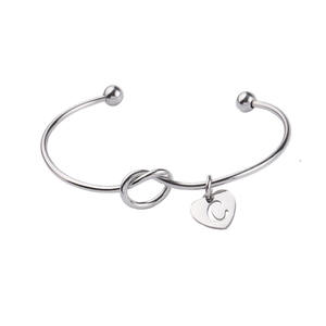 Argento oro rosa fai da te braccialetto personalizzato con lettera alfabeto nodo aperto in acciaio inox moda braccialetto stile amore annodato - Product Image 4
