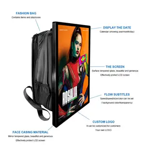 휴대용 LCD 디지털 배낭 빌보드 와이파이 3G 4G 안드로이드 스트리트 모바일 광고 미디어 플레이어 화면