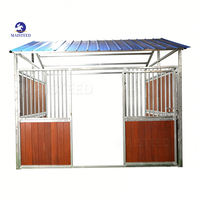 Box de stockage portables pour chevaux d'extérieur avec toit, en acier galvanisé et thermolaqué, abri durable pour chevaux pour usage équestre en ferme