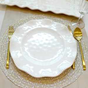 Juego de Vajilla de Melamina con Borde Blanco Perla, Estilo Nórdico Creativo, Platos de Lujo para Comida Occidental, Decoración del Hogar - Product Image 3