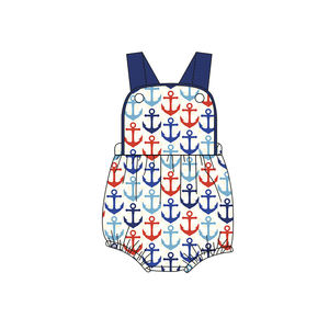Ensembles de vêtements pour garçons en coton imprimé décontracté, style marin, printemps-automne, tissu peigné, barboteuse pour bébé garçon, assorti pour frère - Product Image 2