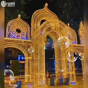 Arche lumineuse géante en forme de château doré à LED, décoration d'entrée pour événements commerciaux et mariages - Product Image 5