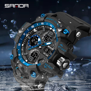 Montre électronique à quartz sportive de style créatif Sanda Manufacturer, montre numérique personnalisée à la mode noire/dorée pour hommes - Product Image 3