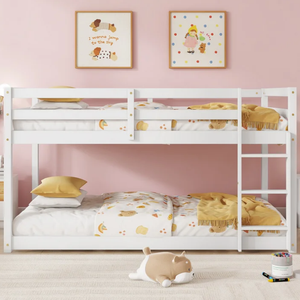 Современная деревянная двухъярусная кровать (низкая) с регулируемой высотой, с защитными бортиками, для общежитий и небольших помещений, без пружинного блока - Product Image 3