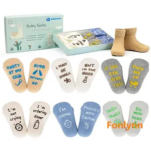 6 Par Meias Antiderrapantes Funny Baby Socks Gift Set Bonito Presente para Baby Shower e Registry Idea