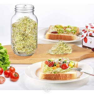 Set <span class=keywords><strong>di</strong></span> 2 Kit per Germogli con Barattoli Mason a Bocca Larga, Supporto in Bambù, Coperchio in Acciaio Inox - Ecologico e <span class=keywords><strong>di</strong></span> Grande Capacità per Conservazione <span class=keywords><strong>di</strong></span> Broccoli e Alimenti - Product Image 3