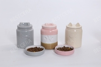 BESTCERA nouveauté pot de stockage d'aliments pour animaux de compagnie en céramique biscuit récipient alimentaire avec couvercle pot à friandises en céramique pour chiens et chats