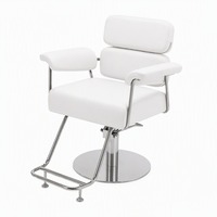 Fauteuil de Barbier Moderne en Gros avec Base en Acier Inoxydable, Siège Pivotant en Cuir PU, 5 Couleurs, pour Fournitures de Salon de Coiffure – Vente Directe