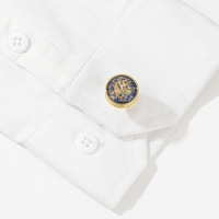 Boutons de manchette haut de gamme en métal, motif coloré de luxe, ronds, dorés, en alliage, pour chemise
