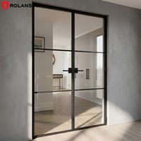 Porte coulissante en aluminium moderne certifiée NFRC Rolansini, résistante aux ouragans, double vitrage, verre trempé, étanche, coupe-vent