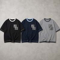 T-shirt ample Y2K pour homme, double poche, patchwork imprimé personnalisé