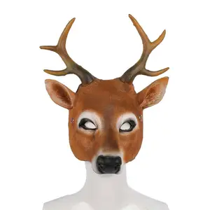 万圣节恐怖派对动物面具豪华新奇万圣节服装派对乳胶花式球鹿头面具