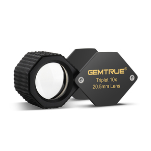 GemTrue DK18002 Black 10x Diamond Loupe 20.5mm with <strong>Triplet</strong> <strong>Lens</strong> and Comfortable Rubber Grip for Precise Grading - Product Image 2