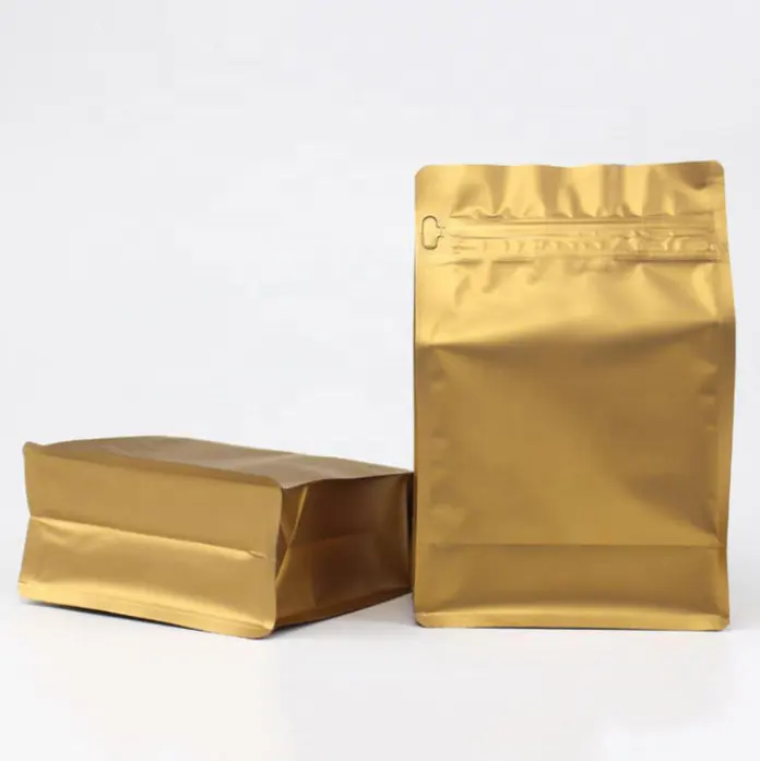 Aluminum Foil Square Bottom Zip Lock Packaging Pouch For Coffee With Air Valve Coffee Beans Bag