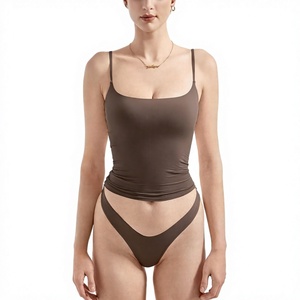 Women's Double Line Square Neck Tank Top Summer Y2K Going Basic Cami Shirt Intimates Wear Poly/Spandex Blend Quick Dry - Product Image 3