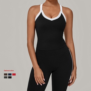 Camiseta Deportiva de Yoga y Fitness para <span class=keywords><strong>Mujer</strong></span>, Ajustada, de Secado Rápido, con Cuello Redondo y Bloques de Color Personalizados, que Estiliza la Espalda - Product Image 2