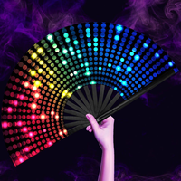 Kişiselleştirilmiş UV baskı 33cm bambu kaburga ahşap el büyük Fan gece kulübü Rave parti dans için Loud Clark ses ile yanıp