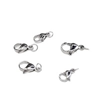 YUEMOON Fermoir mousqueton plaqué or 18 carats PVD, boucle en acier titane poli double extrémité, anneau de soudure, composants de bijoux DIY faits à la main