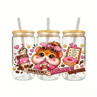 Autocollants de transfert UV DTF personnalisés de haute qualité pour gobelets Libby 16 oz, motifs animaux mignons, fabrication OEM ODM pour bouteilles en verre